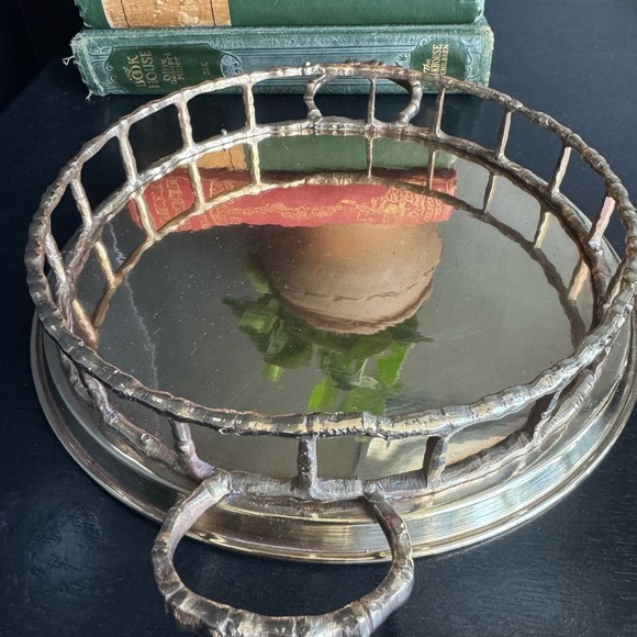 Vintage Brass Faux Bamboo 9” Polished Serving Tray Vanity Hollywood Regency MCM - Picture 2 of 4